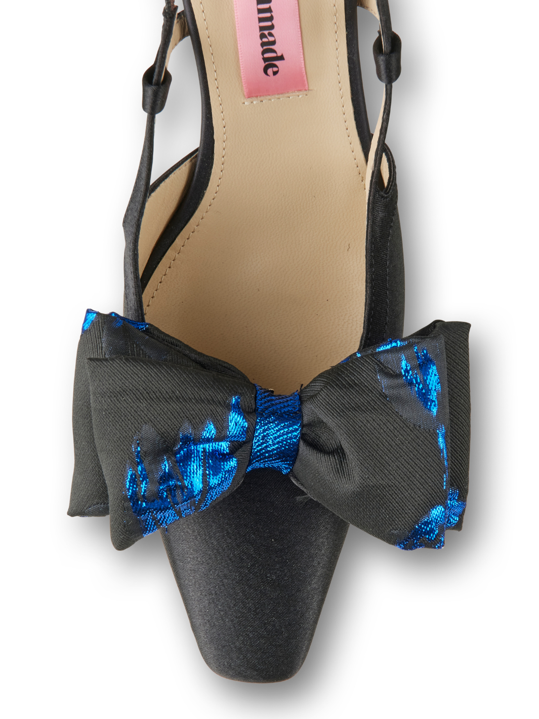 Svart Anita Custommade Satin Slingback Styled Med rosett