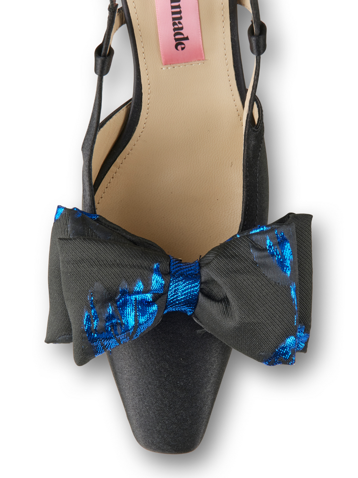 Svart Anita Custommade Satin Slingback Styled Med rosett