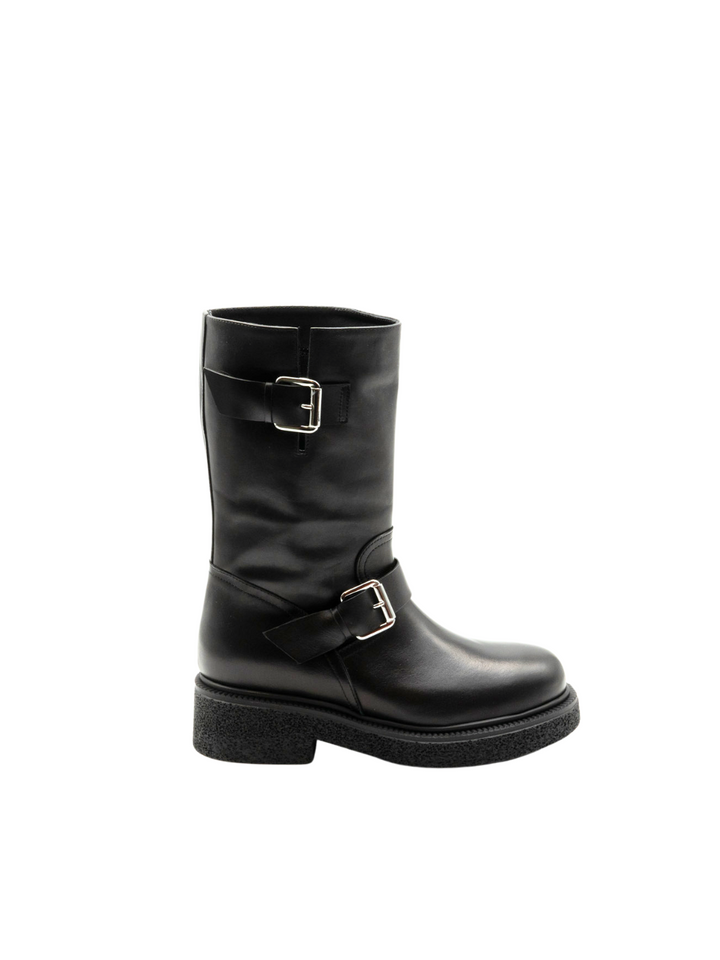 Svart Apair Biker Boot Med Silver Spännen