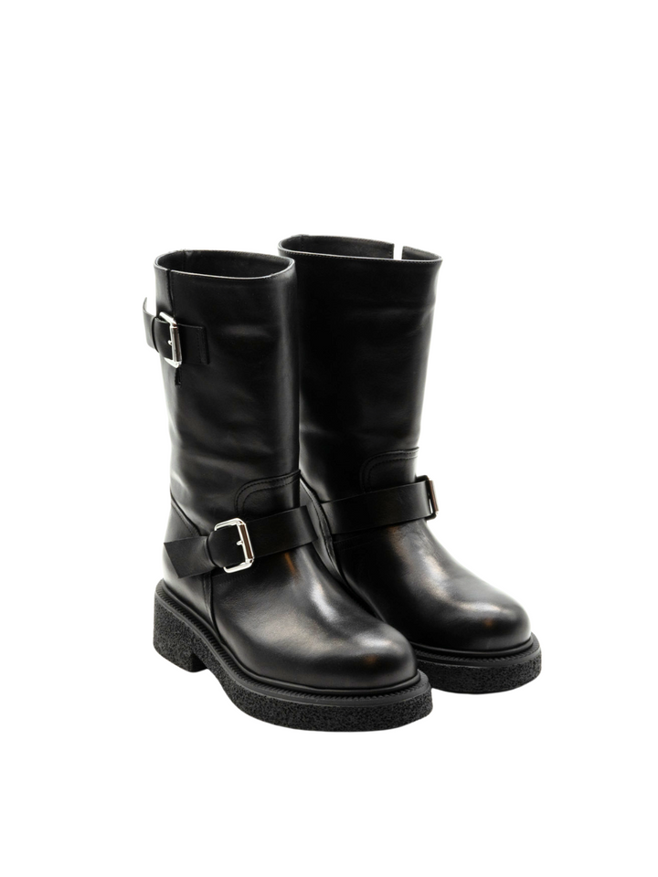 Svart Apair Biker Boot Med Silver Spännen