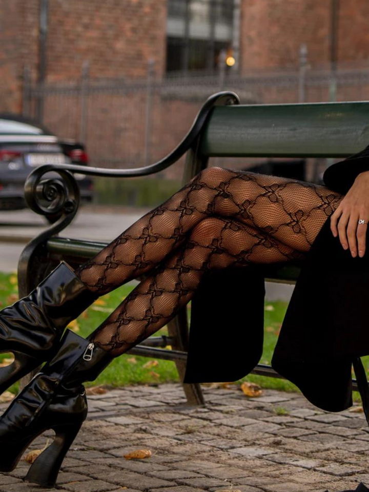 Svarta Dear Denier Tights och rosettmönster