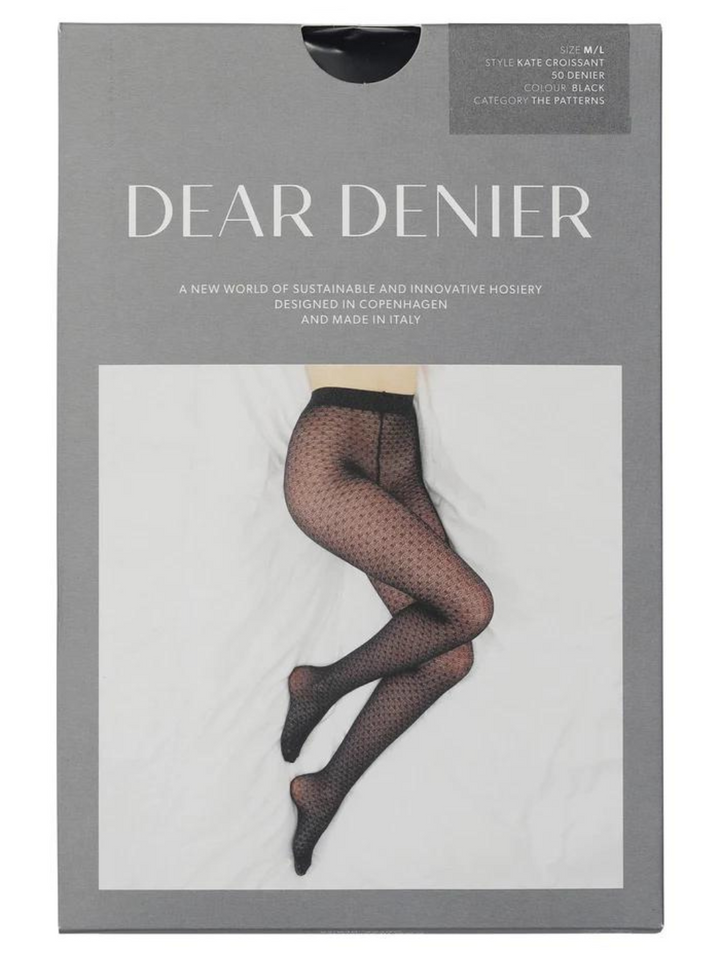 Svarta Dear Denier Tights med Jacquard Wave Mönster