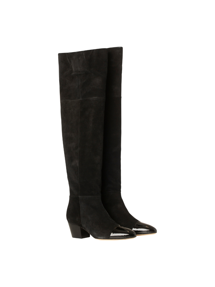 Svart Lång Custommade Adonna Boot I Mocka