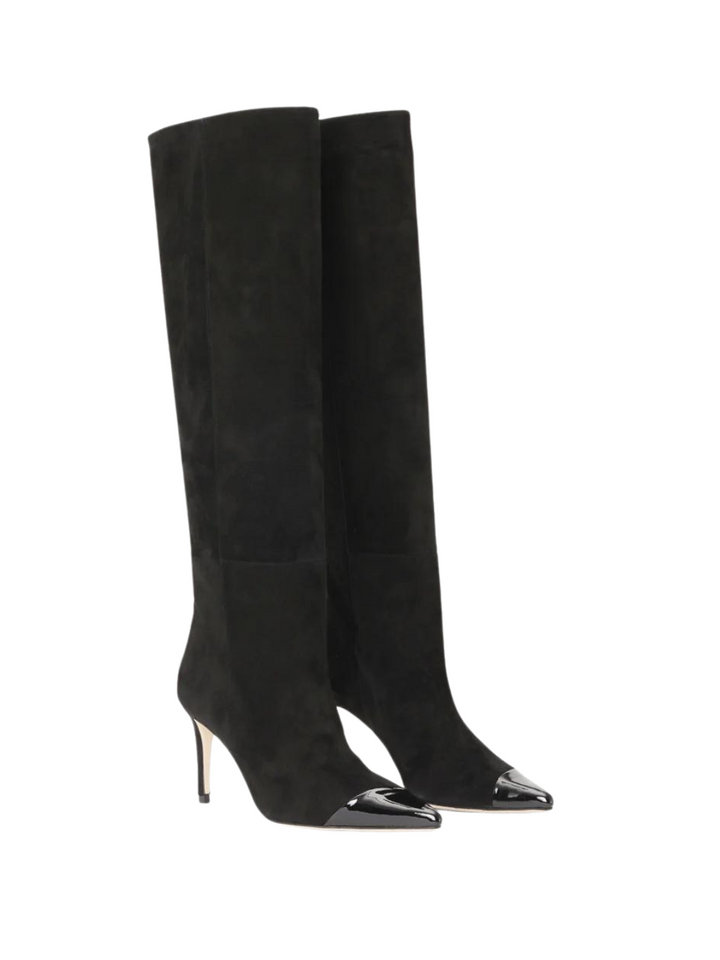 Svart Lång Custommade Alia Boot i Mocka &amp; Läder