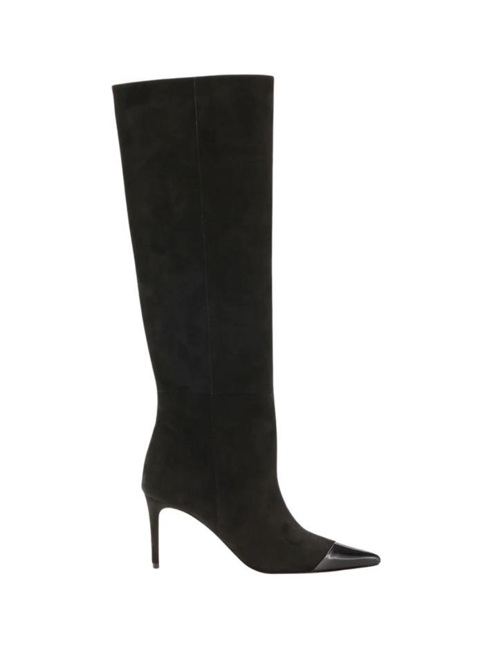 Svart Lång Custommade Alia Boot i Mocka &amp; Läder