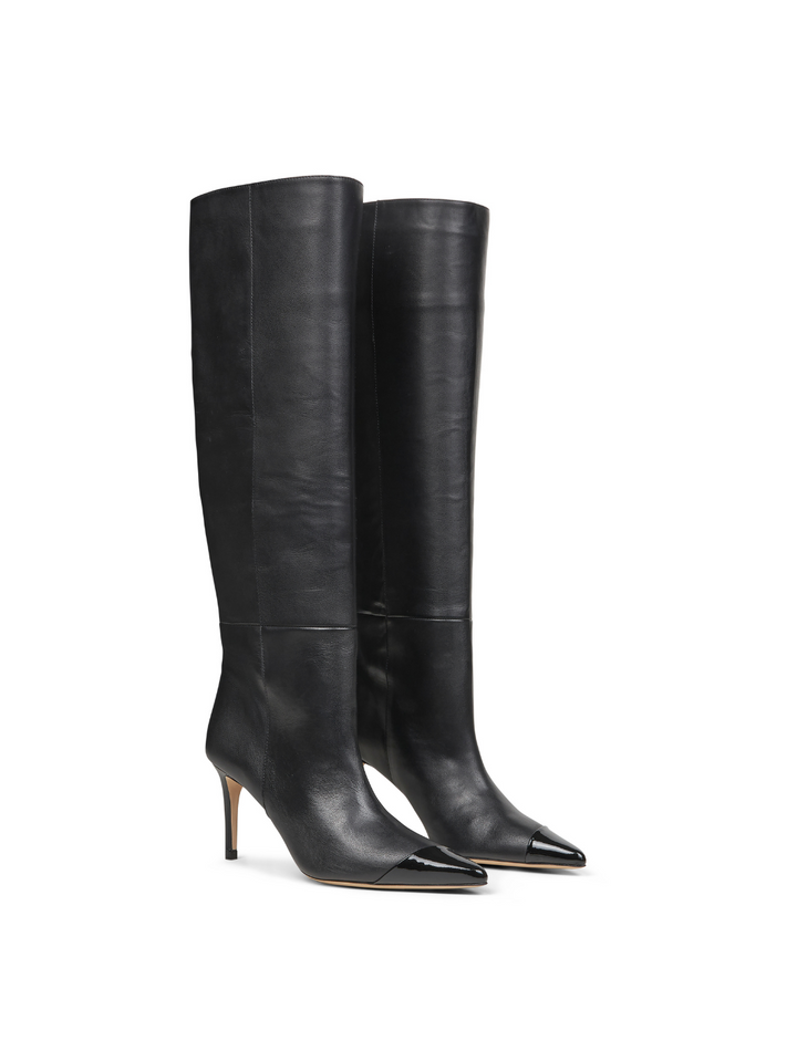 Svart Lång Custommade Alia Boot i Slät Läder