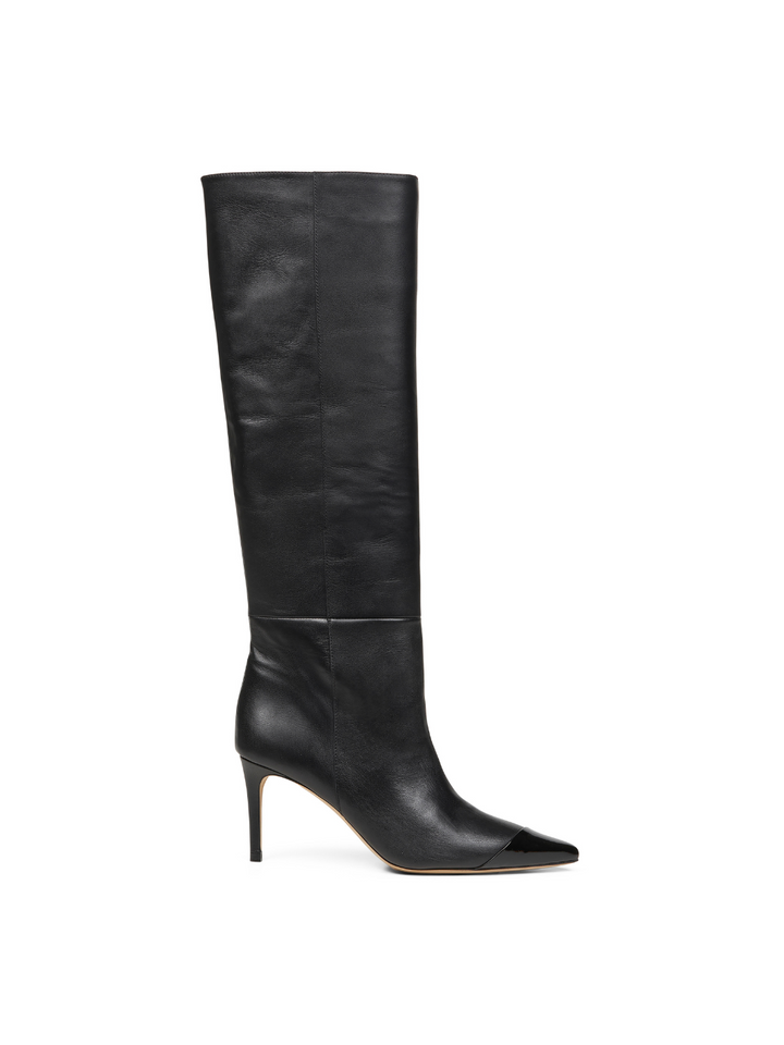 Svart Lång Custommade Alia Boot i Slät Läder