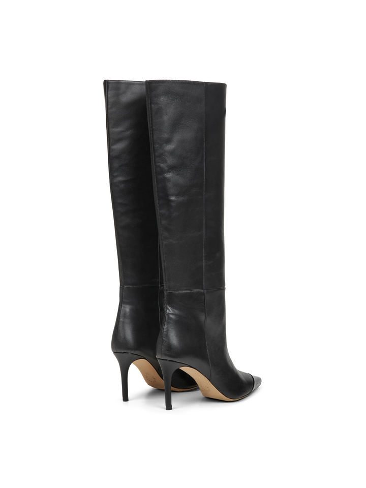 Svart Lång Custommade Alia Boot i Slät Läder