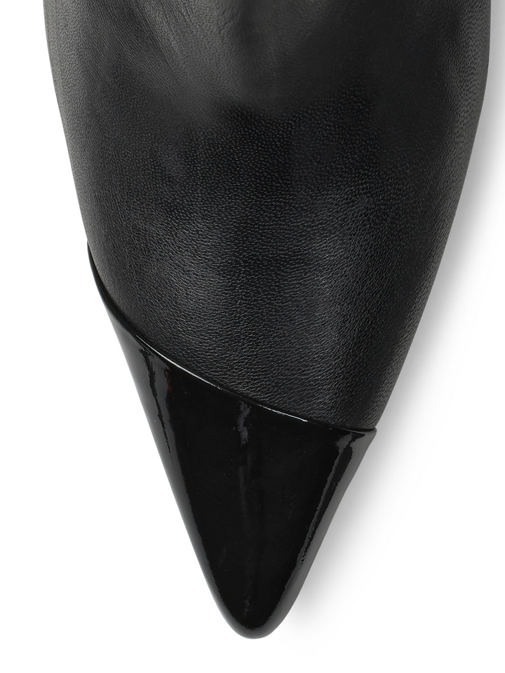 Svart Lång Custommade Alia Boot i Slät Läder