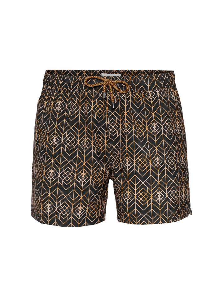 Svartmönstrade Panos Emporio Classic badshorts för män