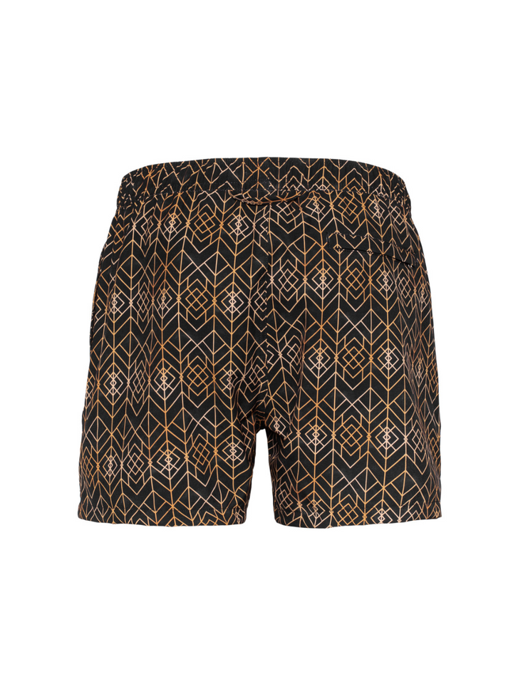 Svartmönstrade Panos Emporio Classic badshorts för män