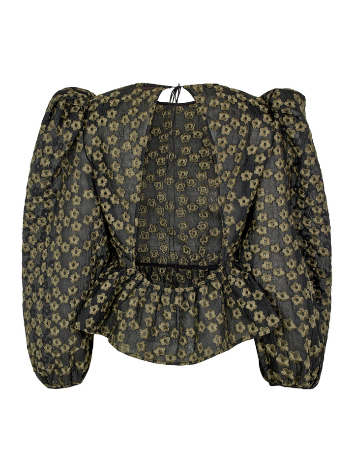 Svart Saga Custommade Blus Med Blommönster