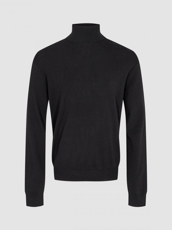 Svart Yakob Turtleneck Stickatd för män från Minimum