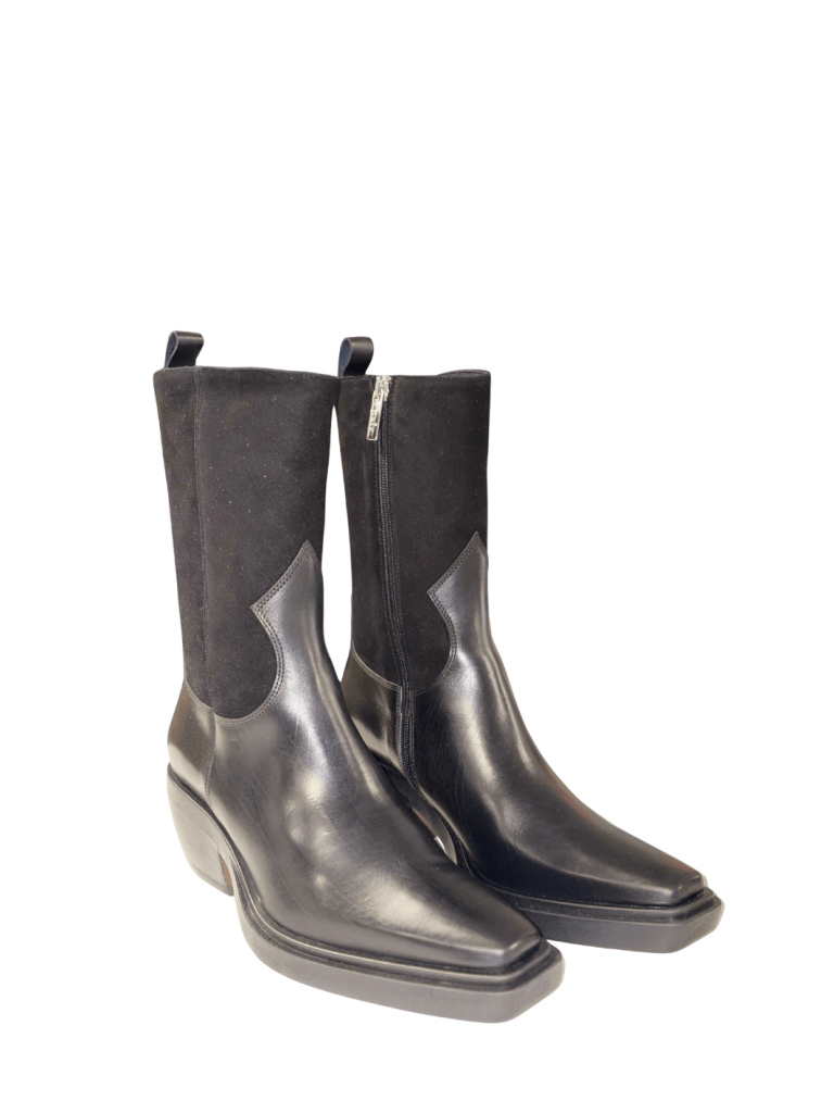 Apair Sort Cowboy Halvstøvle 