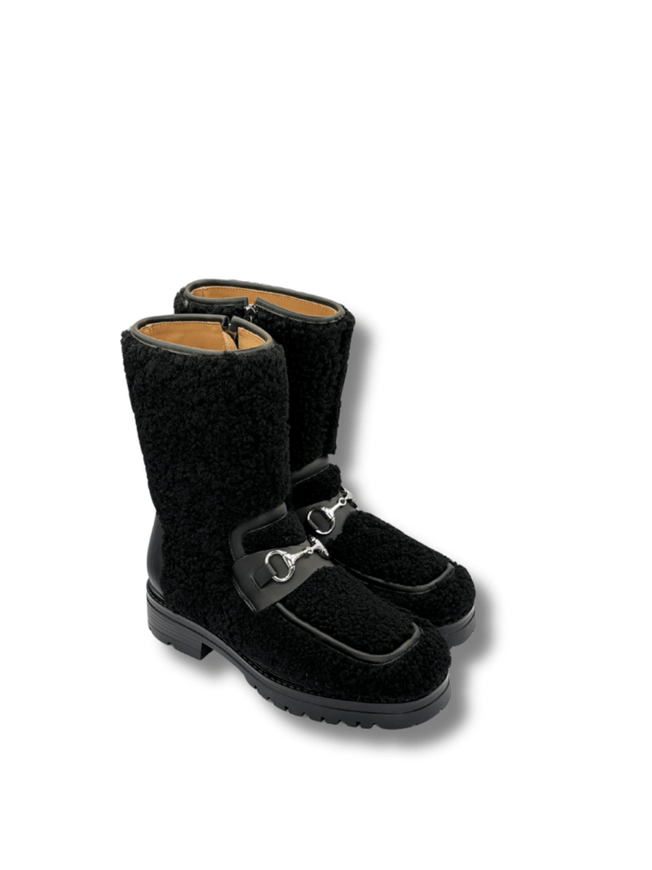 Apair Sort Greve Shearling Støvle 35 Apair