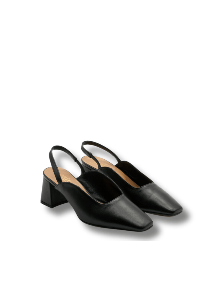 Apair Sort Slingback Sandal Med Høj Hæl 35 Apair