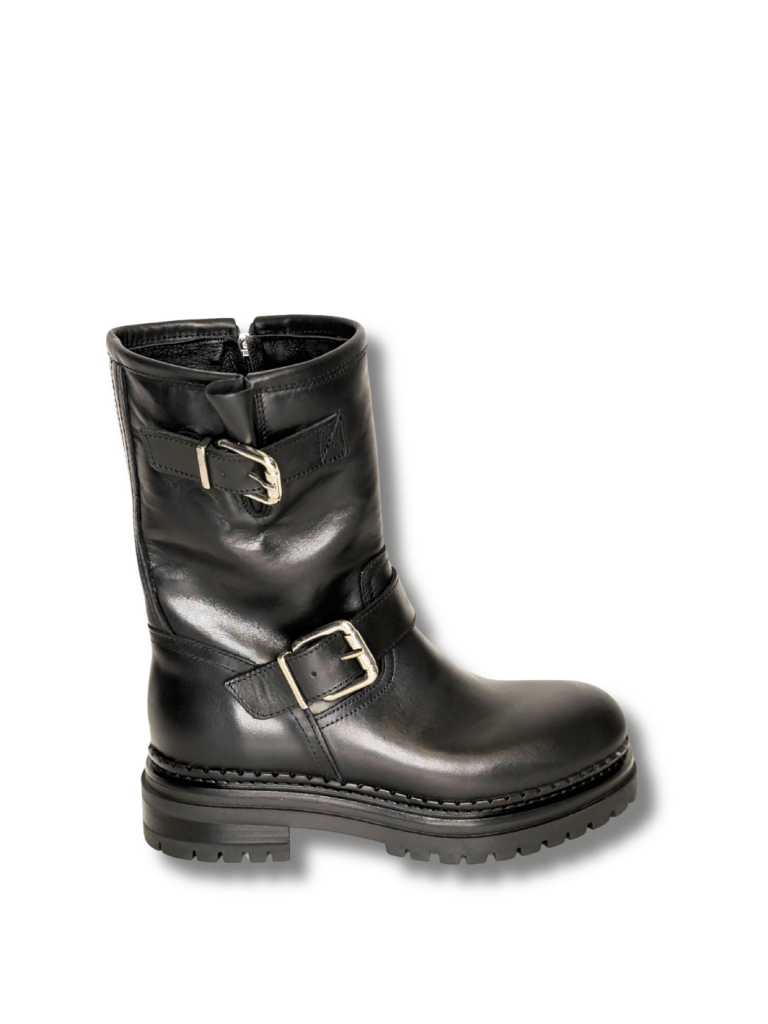 Apair Sort Støvle med Spænder 36 Apair