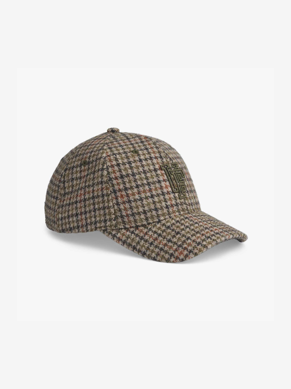 Upfront Lumber Jack baseball kasket i beige, army og brun med ternet mønster og armygrønt 3D-logo. Snapback og One Size.