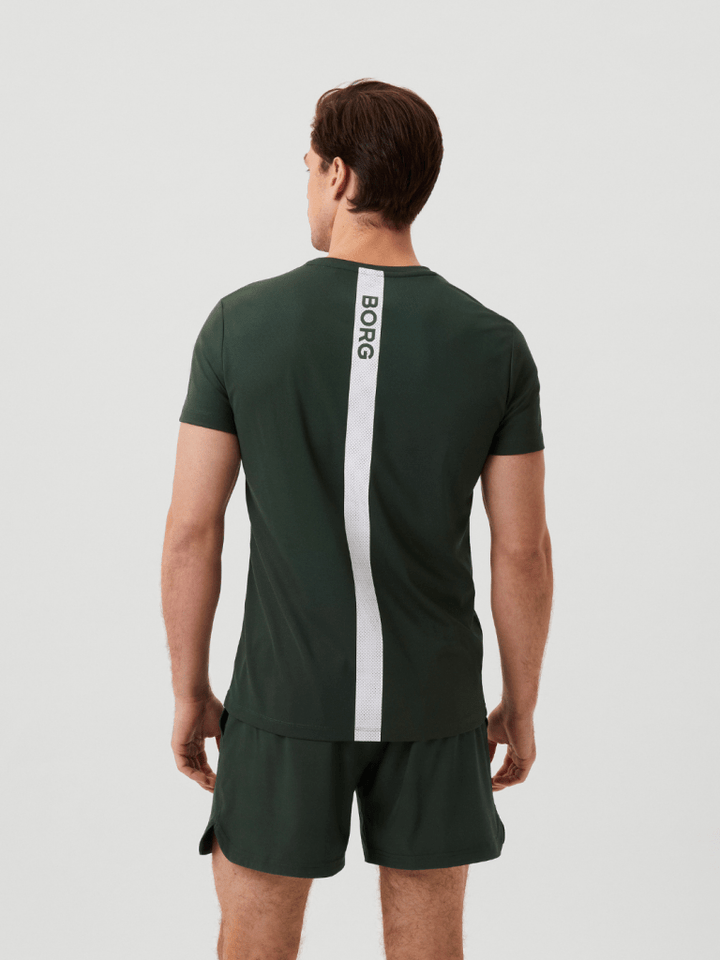 Armygrøn Björn Borg Performance Stripe T-Shirt M Björn Borg