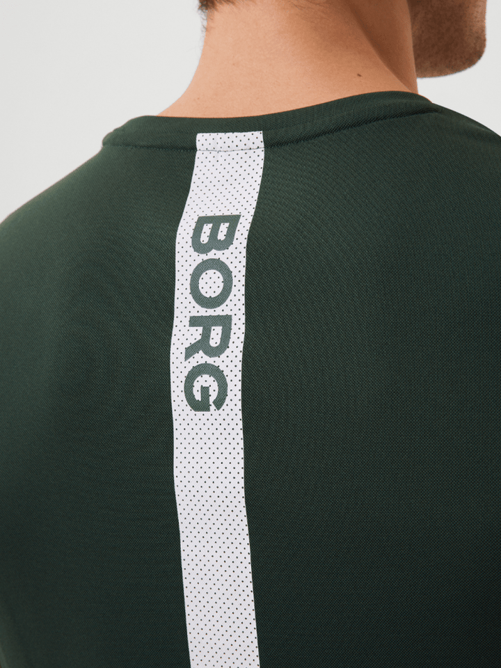 Armygrøn Björn Borg Performance Stripe T-Shirt M Björn Borg