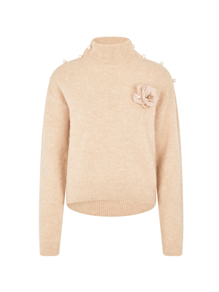 Beige Custommade Tone Strik Med Høj Hals 34/XS Custommade