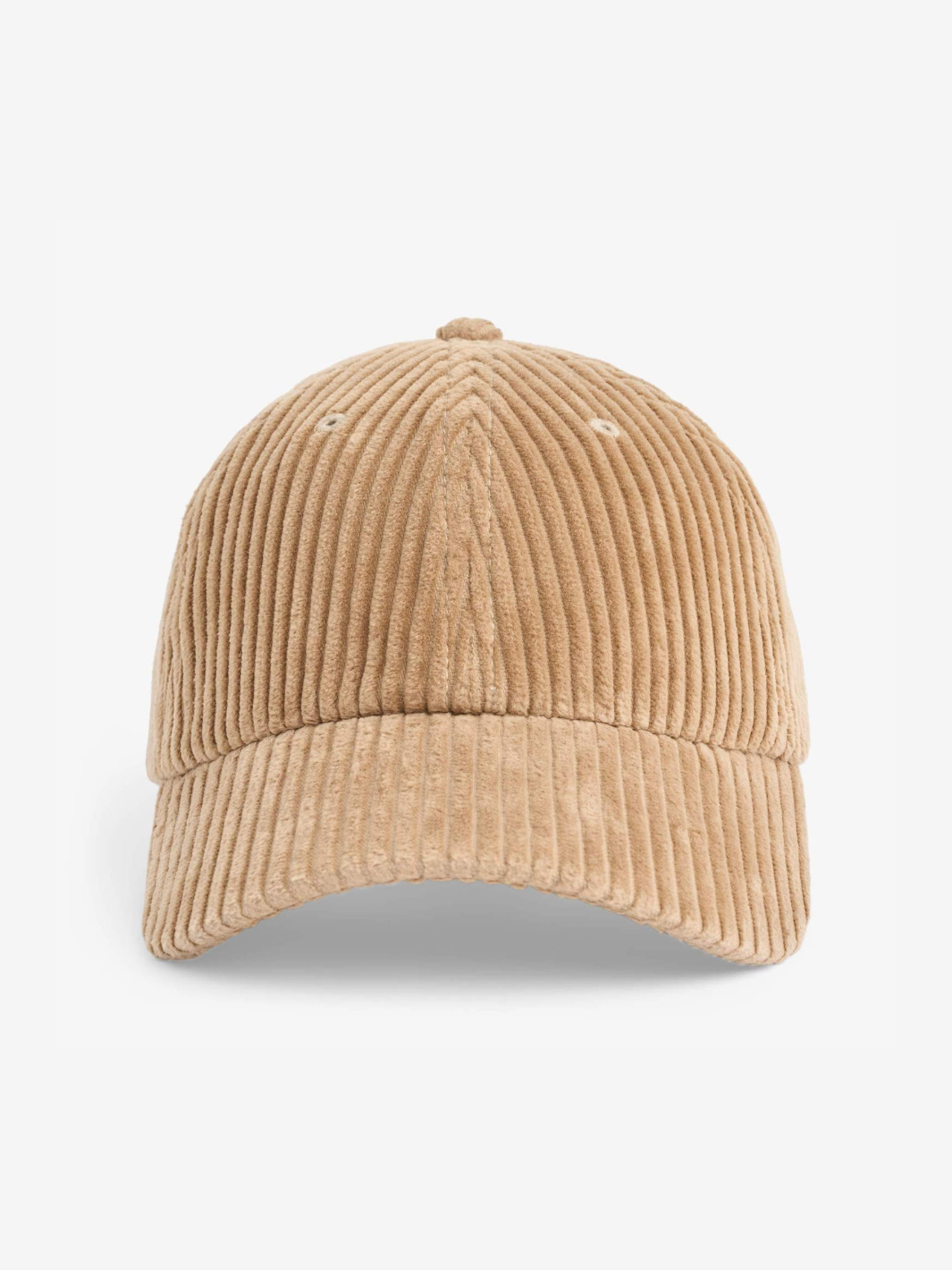 Beige Upfront baseball kasket i bredriflet blødt fløjl med justerbar rem, åndehuller og klassisk design. 100% bomuld, One Size.