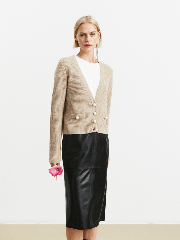 Beige Vevi Custommade Strik Cardigan 34/XS Custommade