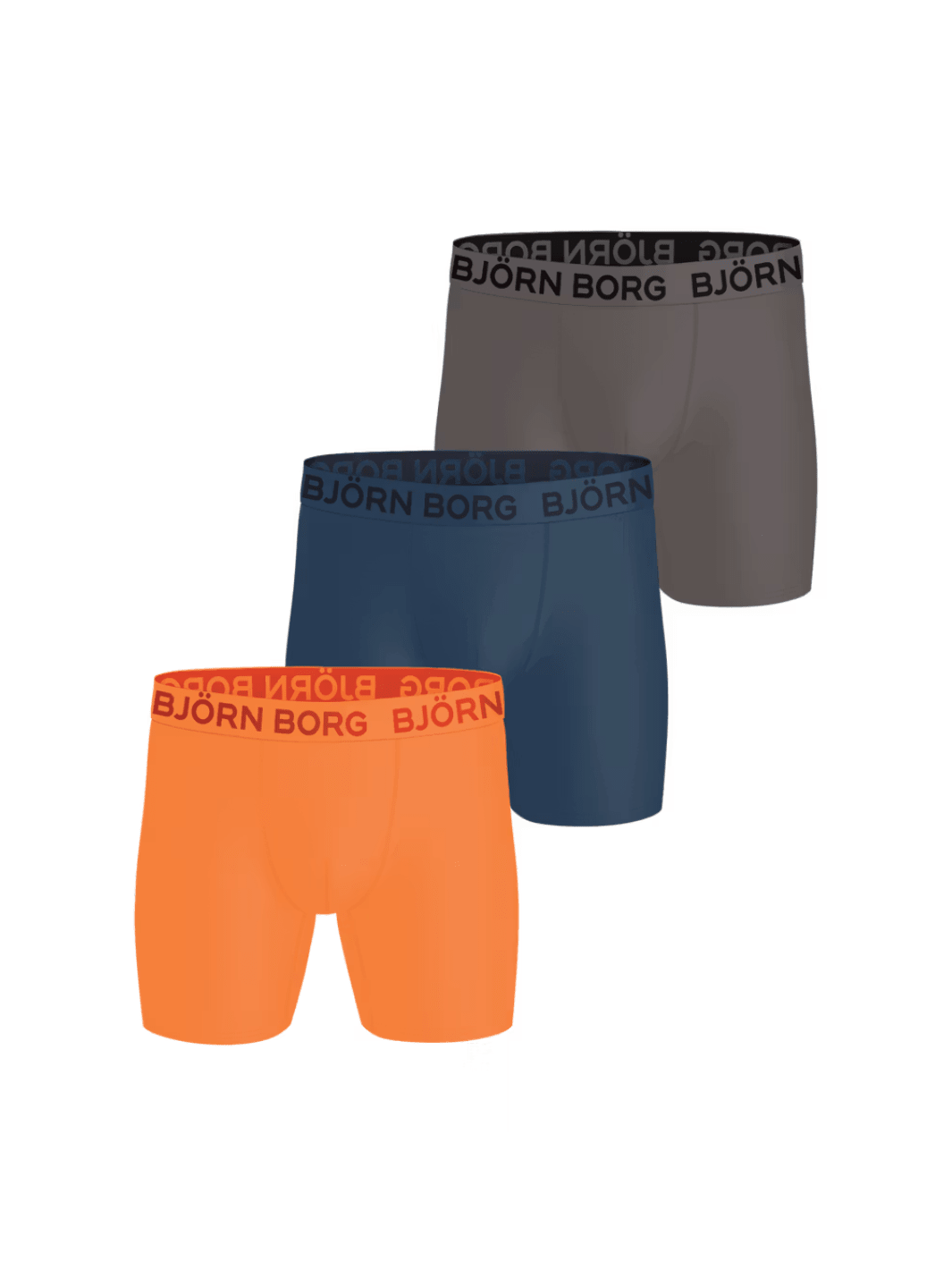 Björn Borg 3-Pack Orange - Blå - Grå Performance Boxer Shorts M Björn Borg