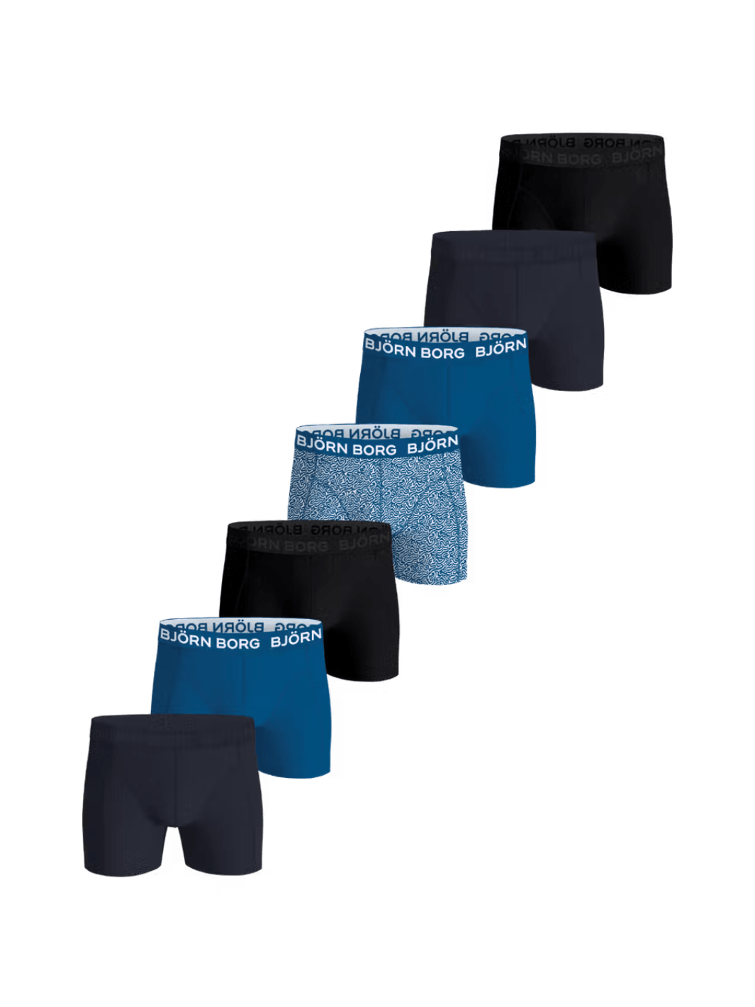 Björn Borg Multifarvet 7-Pack Boxershorts I Sort - Blå Nuancer M Björn Borg