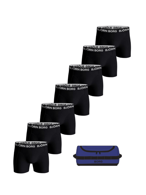 Björn Borg 7 - Pack Sorte Boxer Shorts Med Toilettaske M Björn Borg