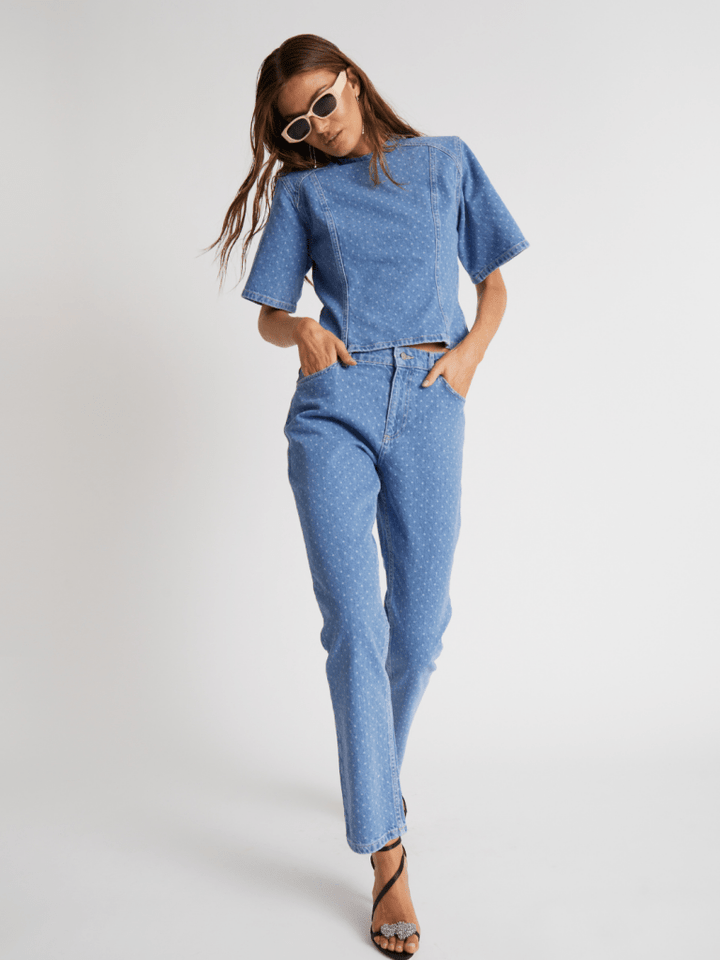 Blå Prikket Oxana Custommade Denim Bukser 34/XS Custommade