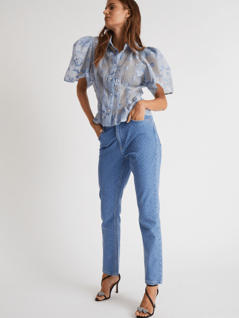 Blå Prikket Oxana Custommade Denim Bukser 34/XS Custommade