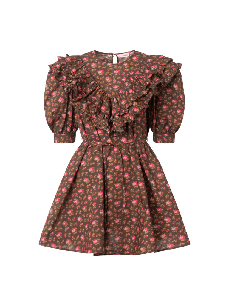 Brun Blomstret Jeena Custommade Kjole 34/XS Custommade
