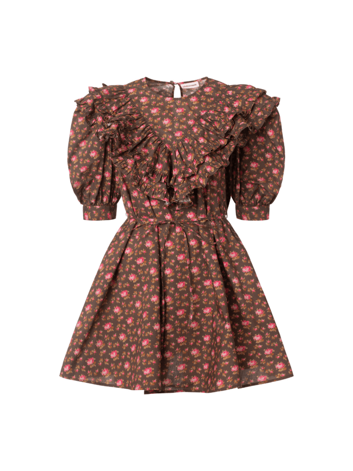 Brun Blomstret Jeena Custommade Kjole 34/XS Custommade