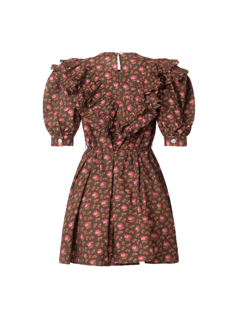 Brun Blomstret Jeena Custommade Kjole 34/XS Custommade