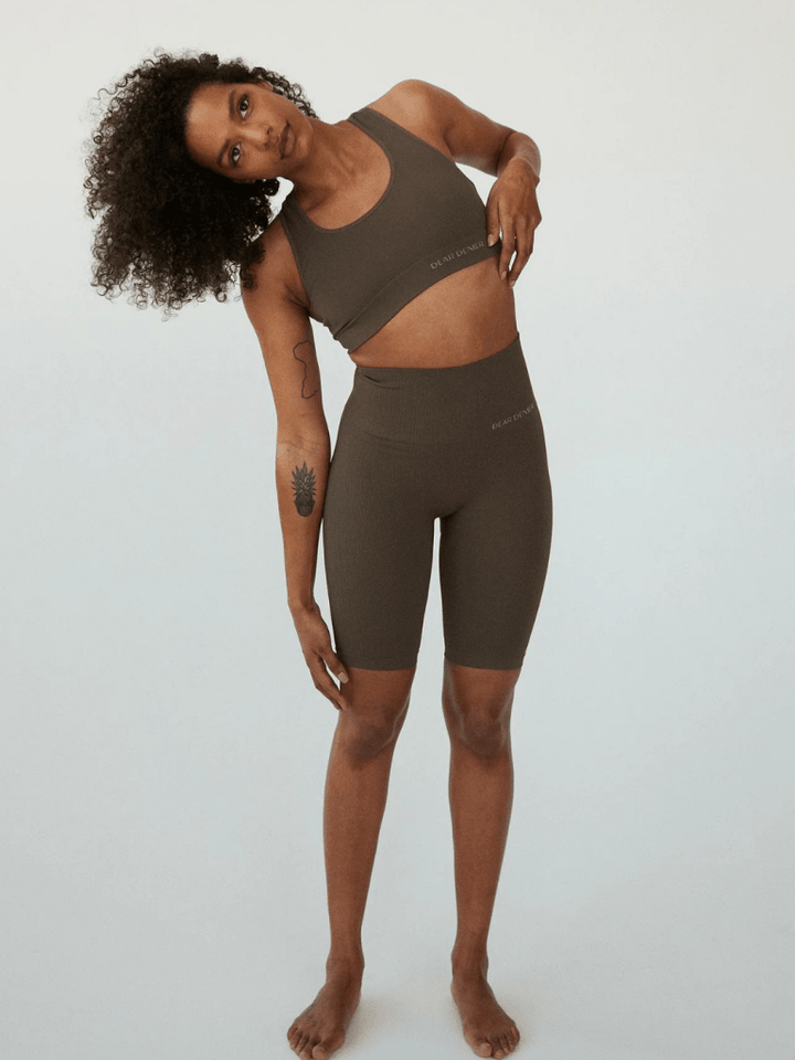 Brun Dear Denier Sømløs Rib Shorts S/M Dear Denier