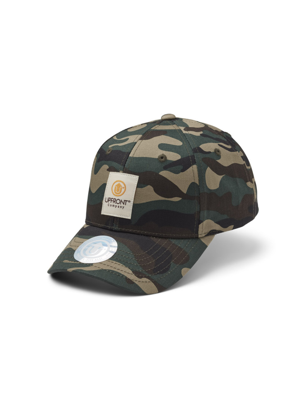 Klassisk camouflage kasket fra Upfront, med front logo og justerbar rem. 