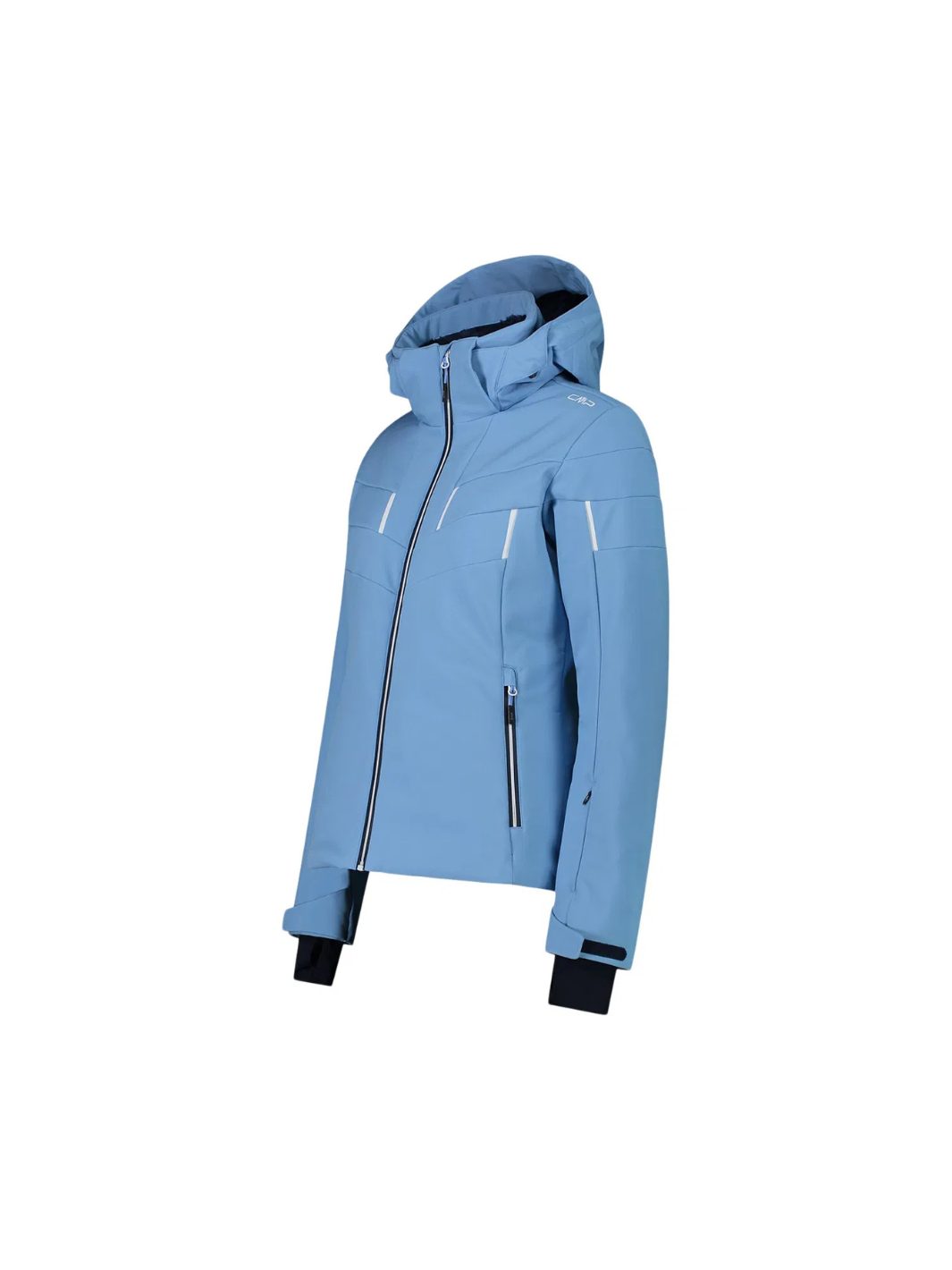 CMP lyseblå Zip Hood dame skijakke. Jakken er fremstillet i et åndbart, vandtæt og vindtæt softshell-materiale