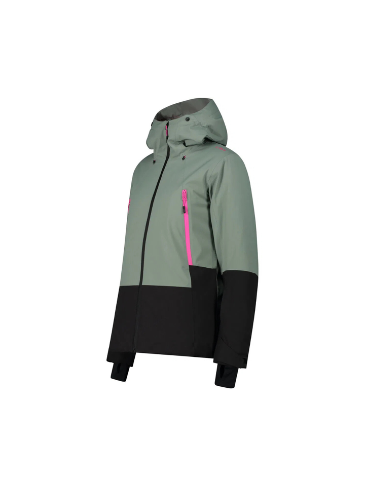 CMP Olivengrøn Fix Hood Dame Skijakke. Materialet er 100% polyester.