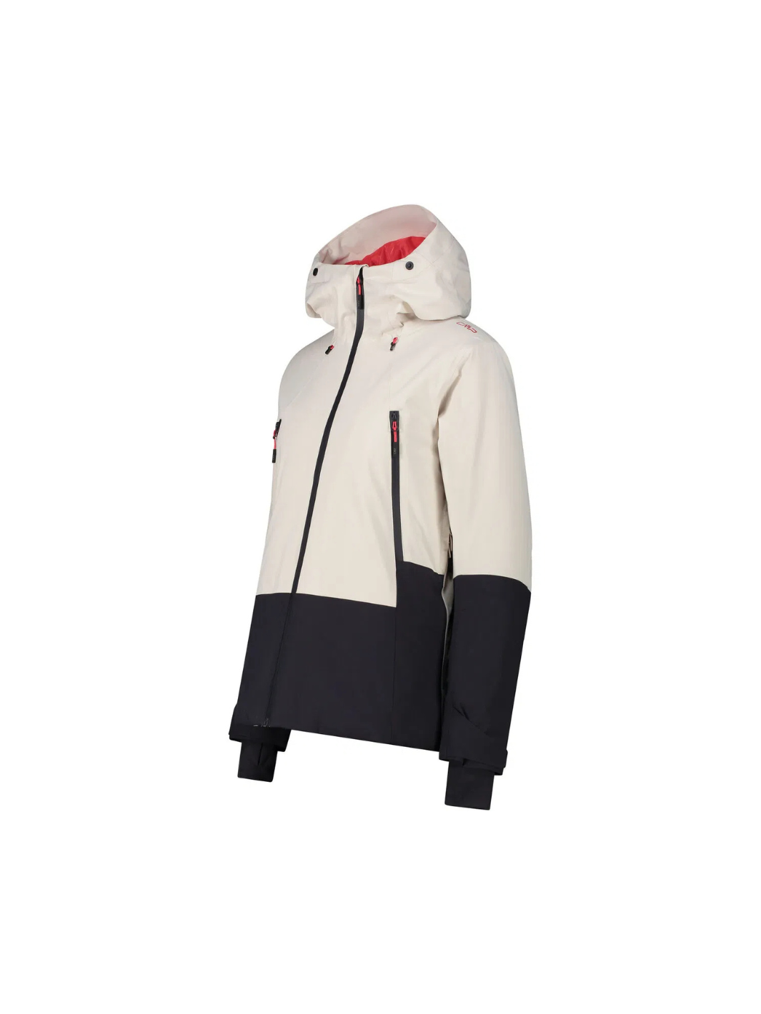 CMP råhvid Fix Hood dame skijakke. Materialet er 100% polyester