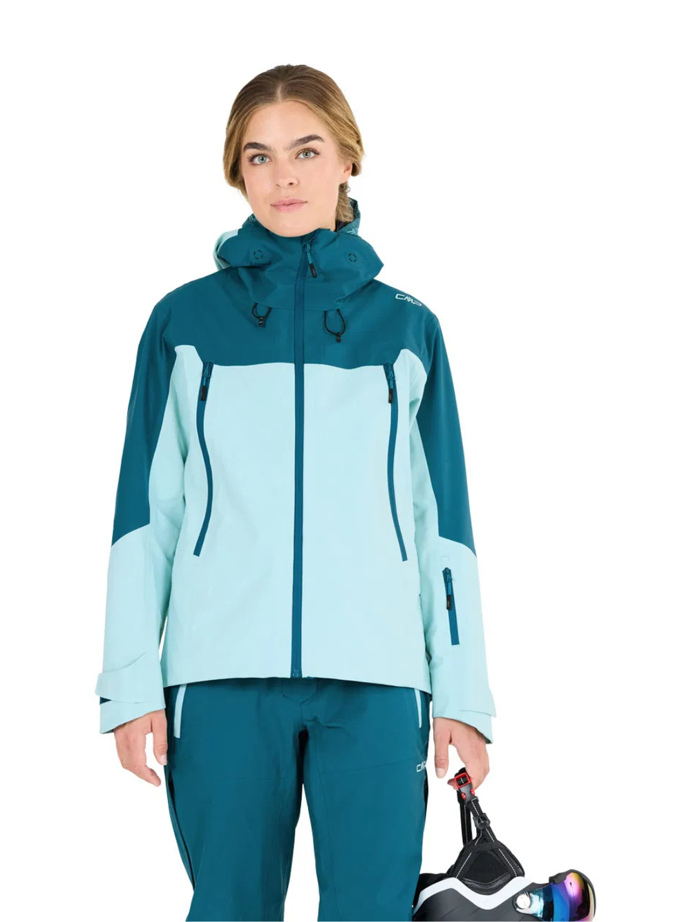 CMP Turkis Fix Hood 3-Layer Dame Skijakke. Materialet er 100% polyester