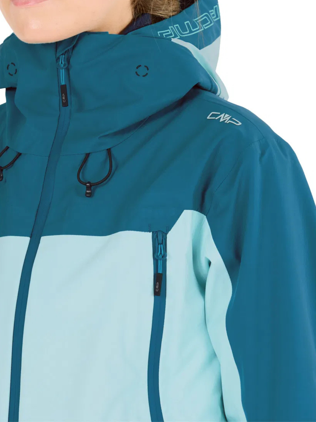 CMP Turkis Fix Hood 3-Layer Dame Skijakke. Materialet er 100% polyester