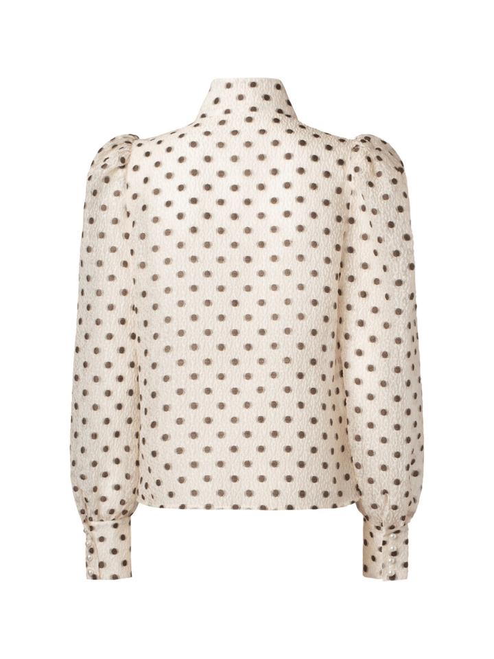 Cremefarvet Delia Custommade skjorte med prikker 34/XS Custommade