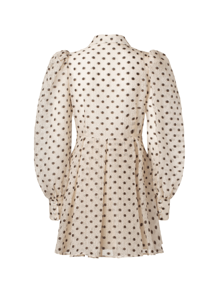 Cremefarvet Jennifer Custommade kjole med prikker 34/XS Custommade