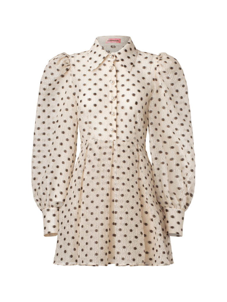 Cremefarvet Jennifer Custommade kjole med prikker 34/XS Custommade