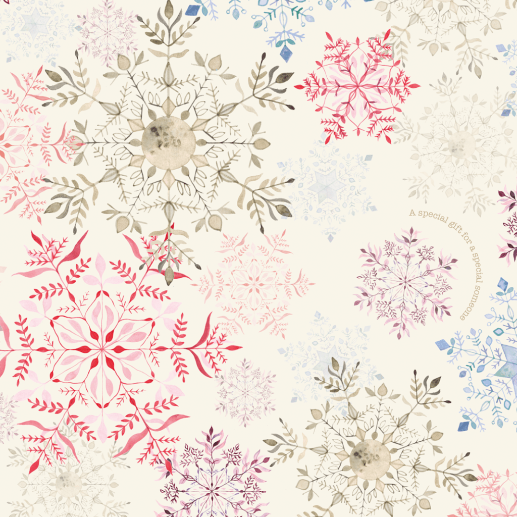 Gavepapir, 5 m, Snowflake All By Voss