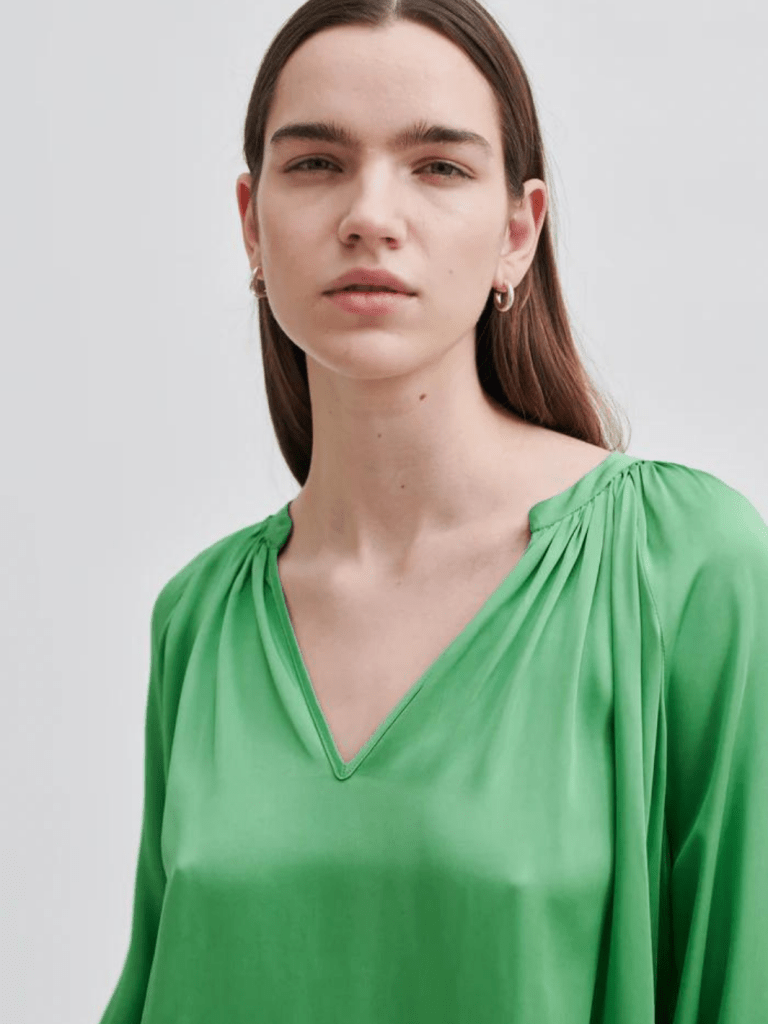 Grøn Second Female Drape Tunika Bluse XS Second Female