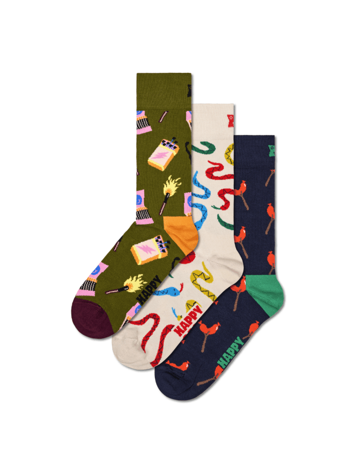 Happy Socks 3 - Pack Camper Gaveæske Til Ham & Hende 36 - 40 Happy Socks