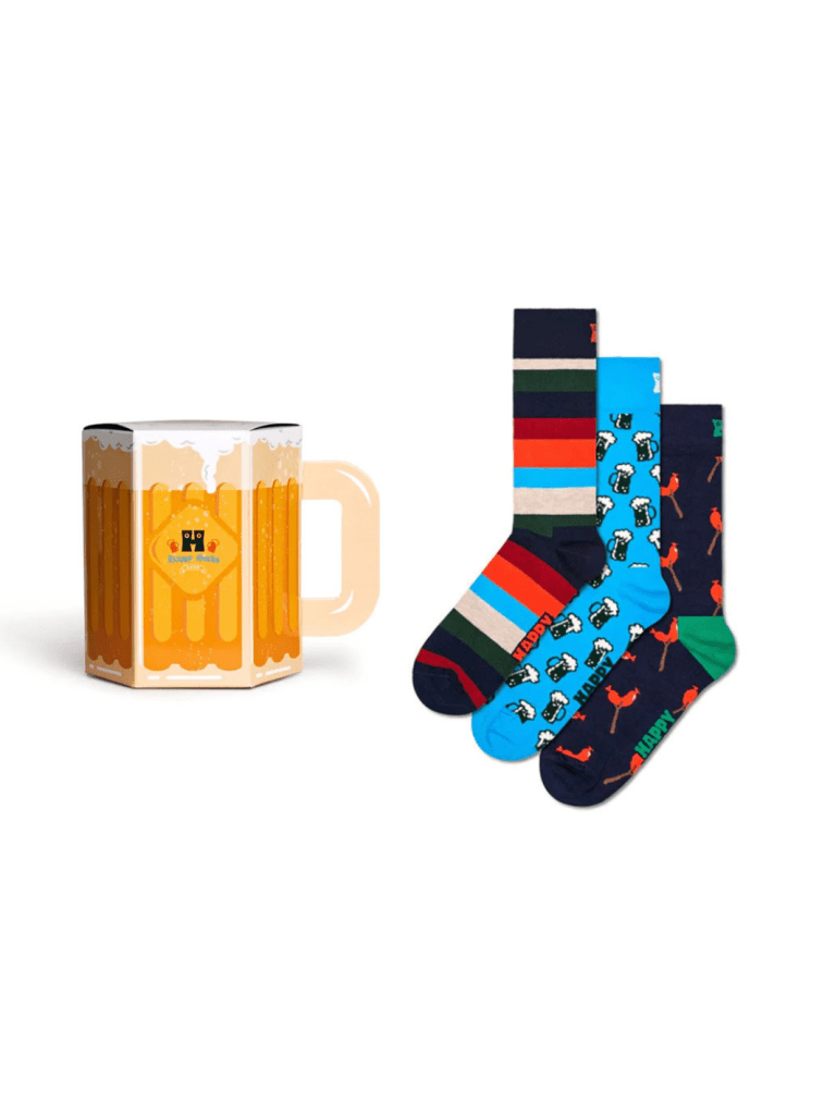 Happy Socks 3 - Pack Øl Og Pølse Gaveæske Til Ham 41 - 46 Happy Socks