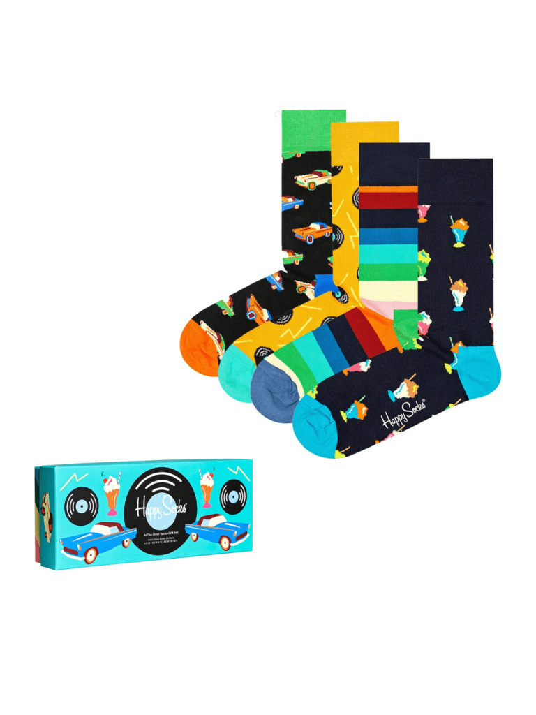 Happy Socks 4 - Pack Farverig Gaveæske Til Ham 41 - 46 Happy Socks